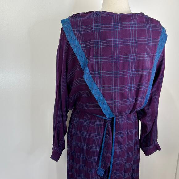 Vintage 80s Rabbit Rabbit Rabbit Windowpane Dress Boho Prairiecore - Picture 7 of 8